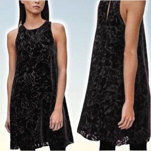 WILFRED Aritzia Trompette Velvet Silk Blend Floral A-Line Dress Sz Small